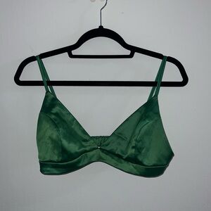 PLT green satin bralette